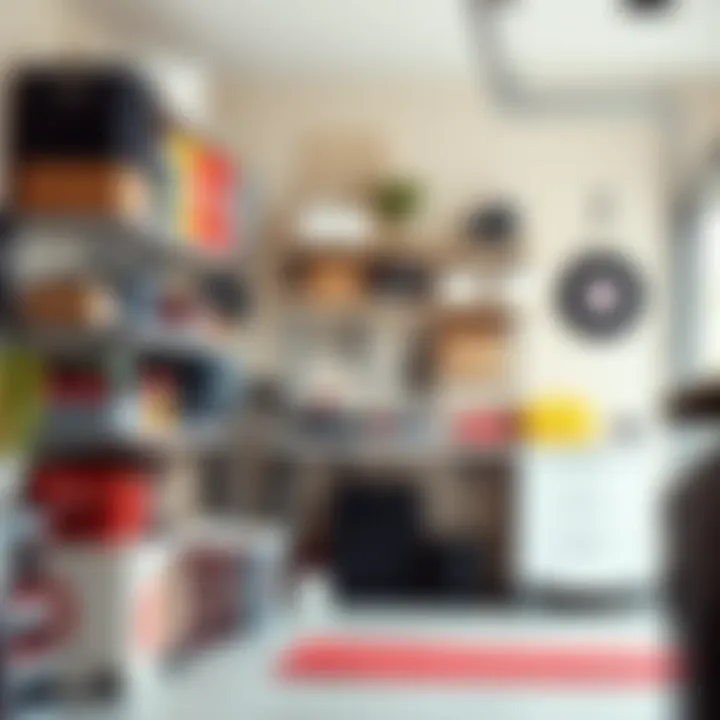 An aesthetically pleasing garage that harmonizes with home decor, enhanced by Target shelving.