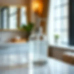 Elegant glass soap dispenser on a marble countertop