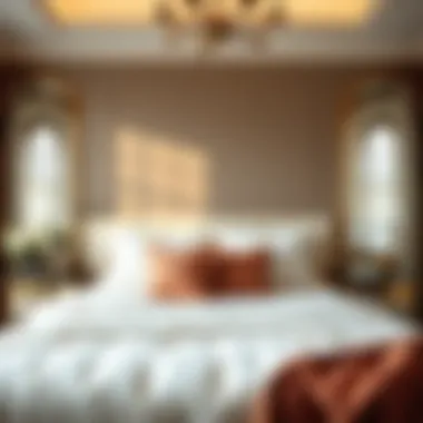 A beautifully arranged bed with deep pocket sheets in an elegant bedroom setting