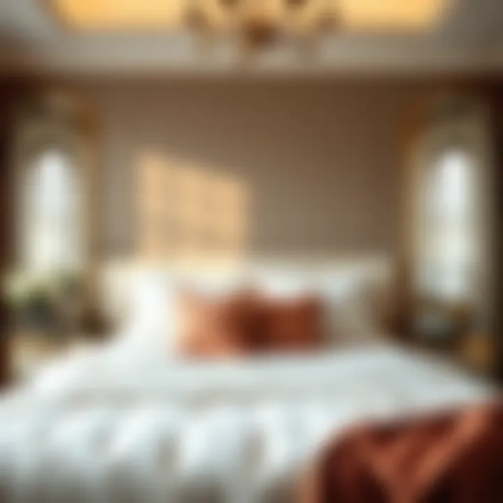 A beautifully arranged bed with deep pocket sheets in an elegant bedroom setting