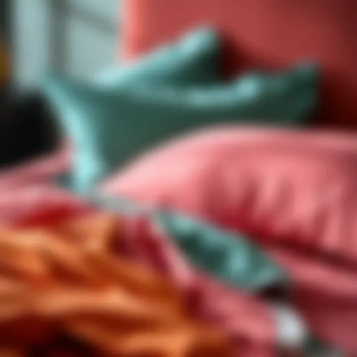 Luxurious deep pocket sheet set showcasing vibrant colors and textures