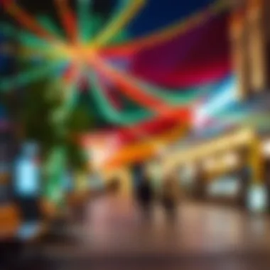 Artistic Light Installation in Public Space An artistic installation of colorful lights transforming a public space