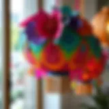 Intricate paper hanging decoration showcasing vibrant colors and patterns