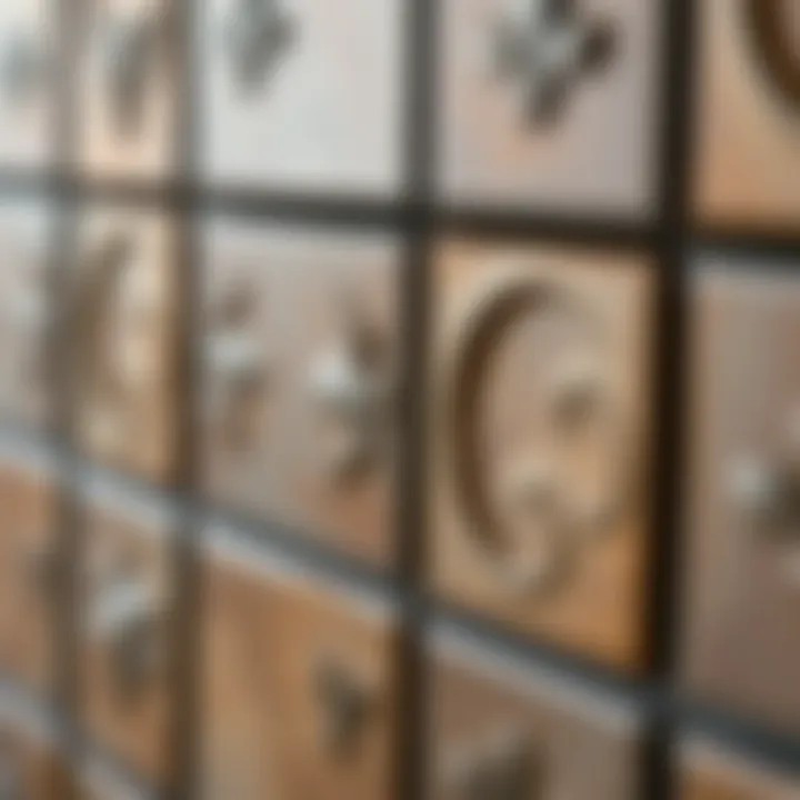 Close-up of decorative metal wall tiles
