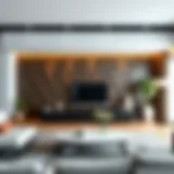 Sleek metal wall tiles in a modern living room