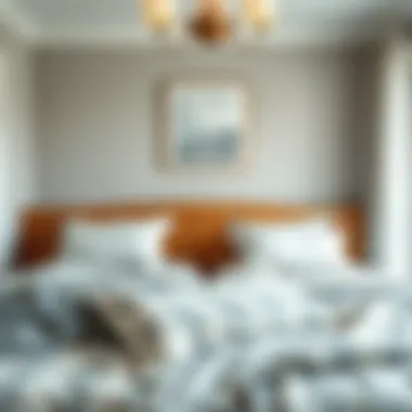 Harmonious Bedroom Design with Coordinated Sheets A harmonious bedroom design featuring coordinated sheets