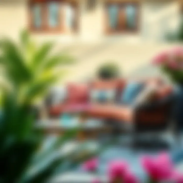 Cozy outdoor couch set with vibrant cushions