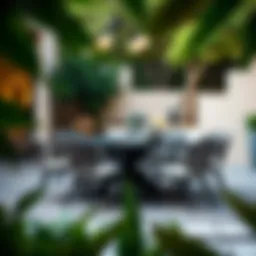 Elegant outdoor patio table with stylish chairs