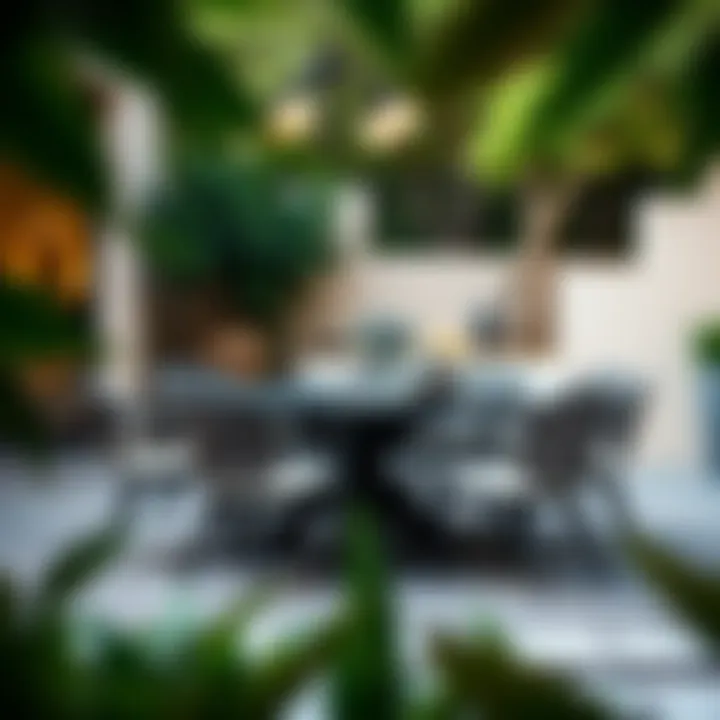 Elegant outdoor patio table with stylish chairs