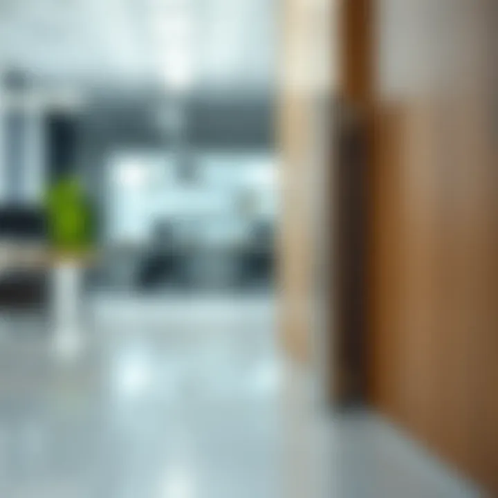 Contemporary Metal Door Stop for Office Environments Sleek metal door stop in an office setting