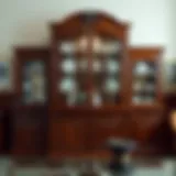 Elegant wooden china hutch showcasing fine china