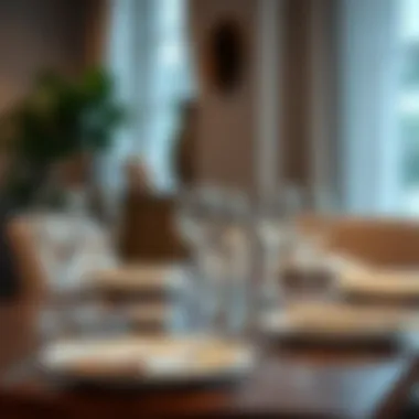 Stylish dining table set with water glasses