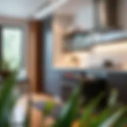 Modern kitchen featuring a sleek slide-out garbage system