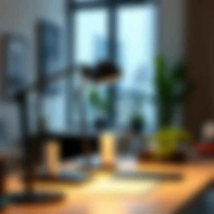 Optimal Placement of Black Desk Lights for Enhanced Productivity Well-organized workspace with strategic desk light placement