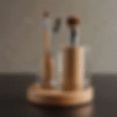 Elegant wooden cosmetic holder showcasing minimalist design