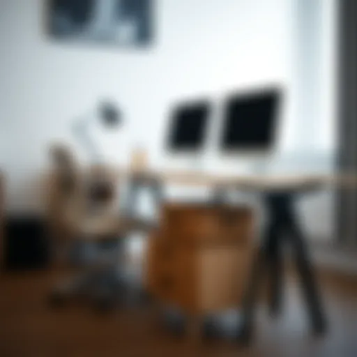 Stylish office desk featuring lockable drawers