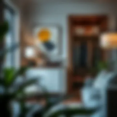 Valet Stand in Stylish Decor A beautifully organized room featuring a valet clothes stand that complements the decor.