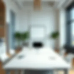 Elegant white working table in a modern office setting