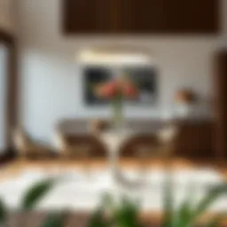 Elegant tulip dining table in a modern interior