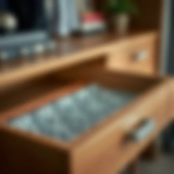 Stylish decorative drawer liner in a modern setting