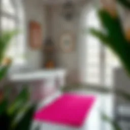 A vibrant slip-resistant bathtub mat in an elegant bathroom setting