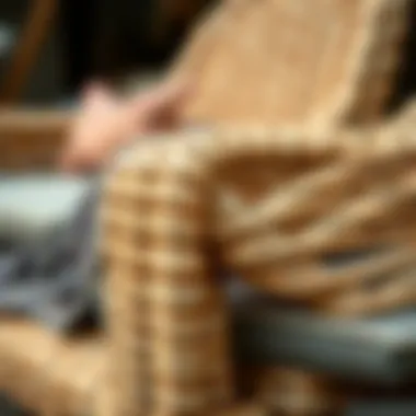 Craftsmanship in Tan Rattan Material Close-up of woven tan rattan material showcasing craftsmanship