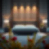 Elegant queen bed in a modern bedroom setting