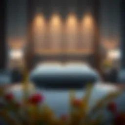 Elegant queen bed in a modern bedroom setting