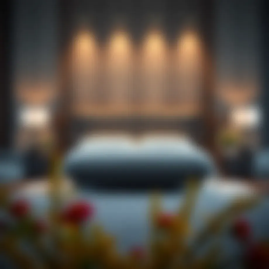 Elegant queen bed in a modern bedroom setting