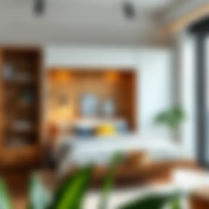 Sleek Murphy Bed: Space-Saving Elegance Sleek Murphy bed in a stylish studio apartment