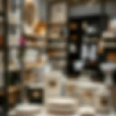 An assortment of bath accessories in a specialty store