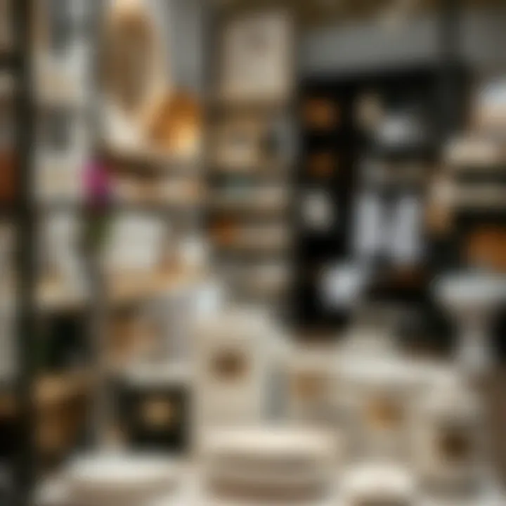 An assortment of bath accessories in a specialty store